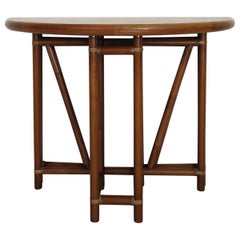 Table de salle à manger italienne Consolle en bois et laiton 1980