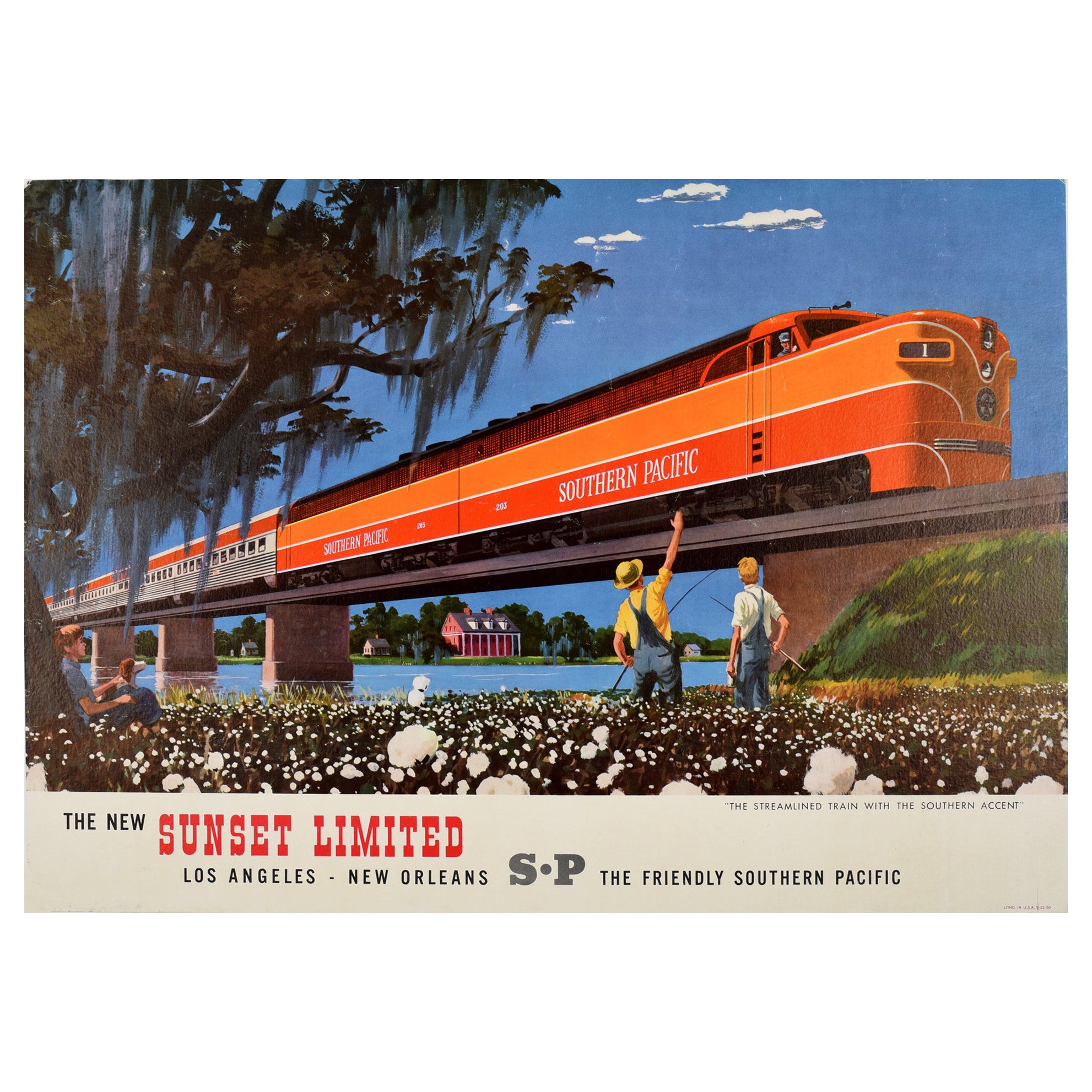 Original Vintage Travel Poster Sunset Limited Railroad Southern Pacific Railway
