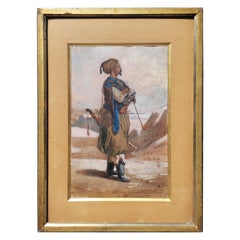 Goupil-fesquet, aquarelle orientaliste, chasseur de zouave ou chasseur algérien, 19e siècle