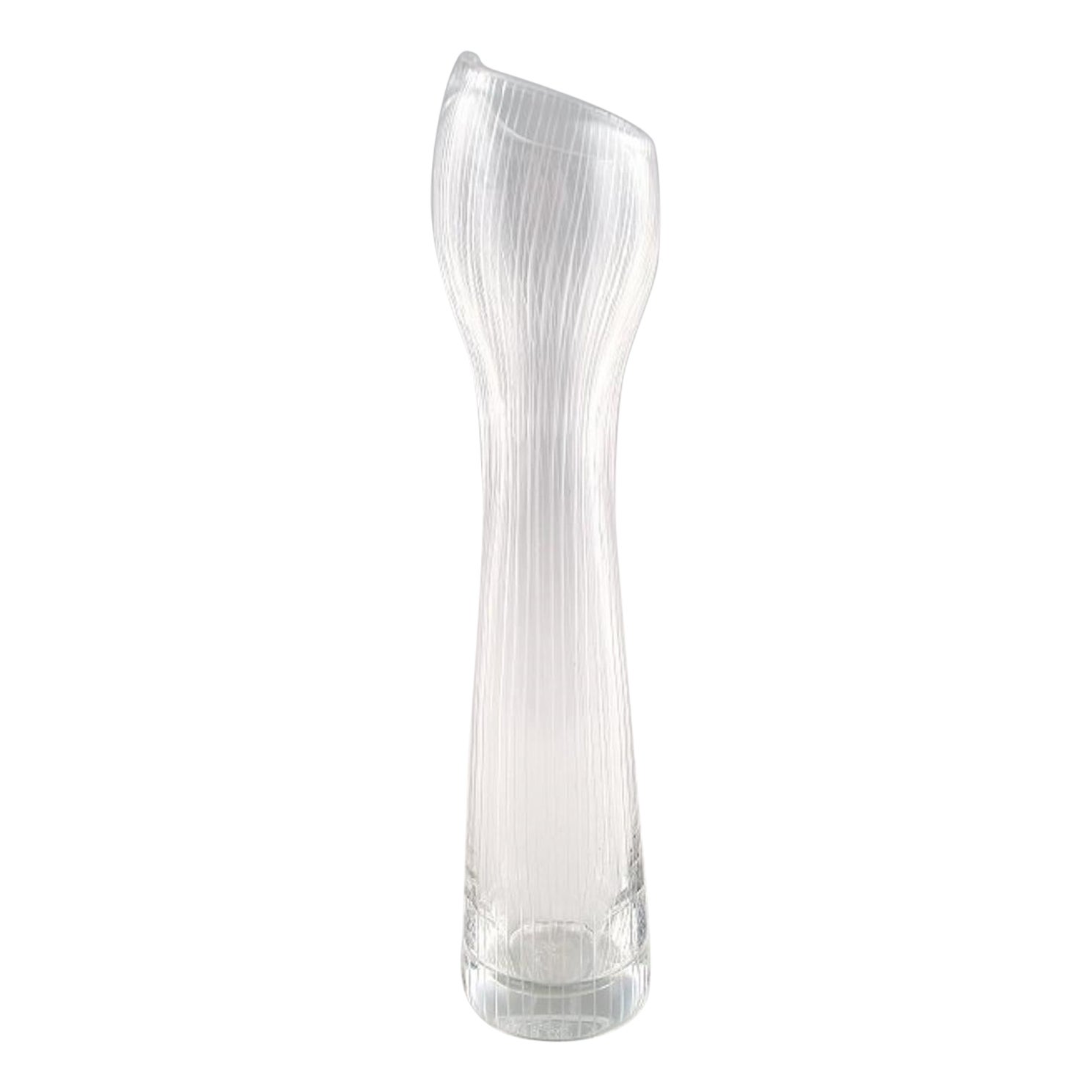 Tapio Wirkkala for Iittala, Clear Art Glass Vase with Engraved Decoration, 1957 For Sale