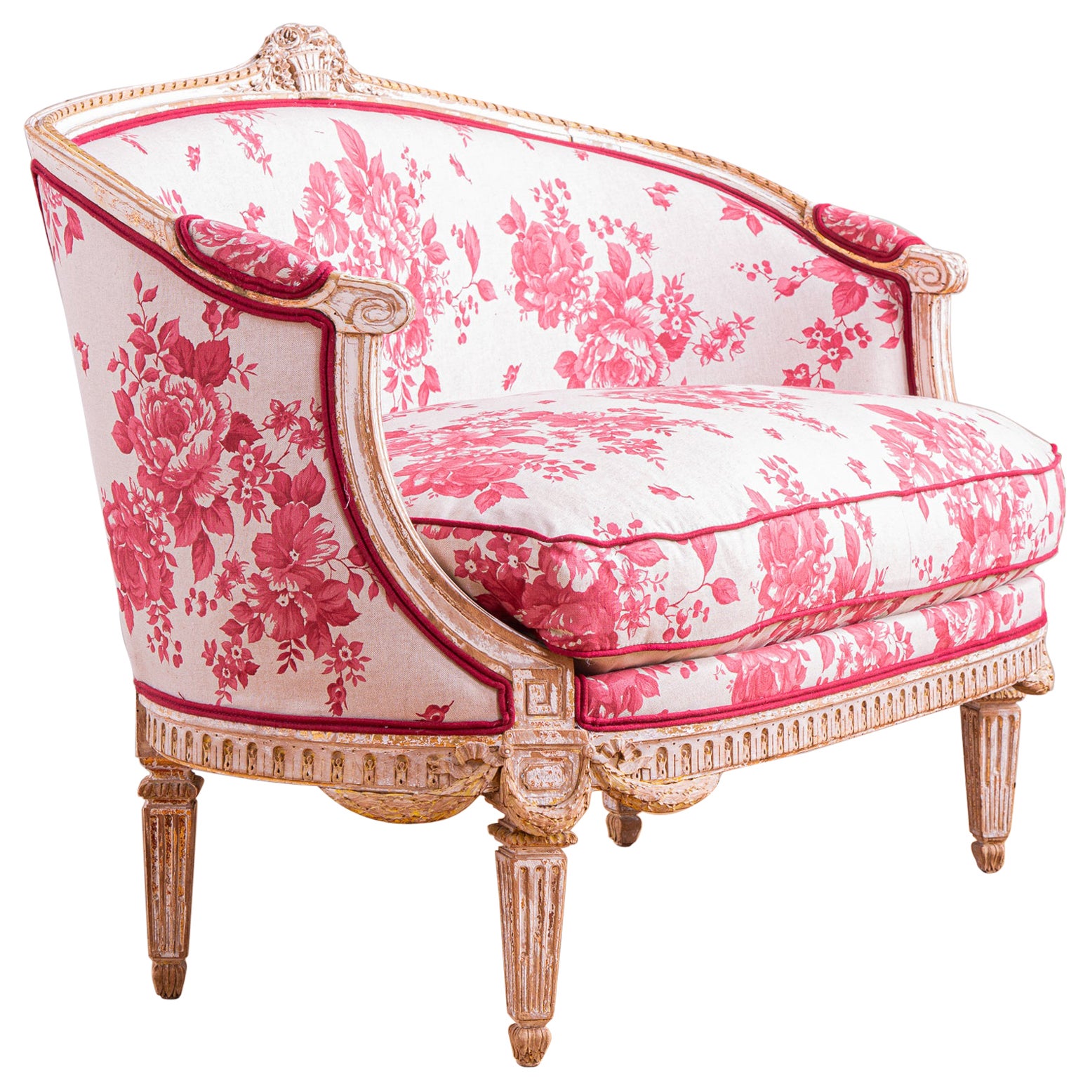 Französisch 19. Jahrhundert Louis XVI Stil 2 Sitz geschwungenen Sofa im Angebot