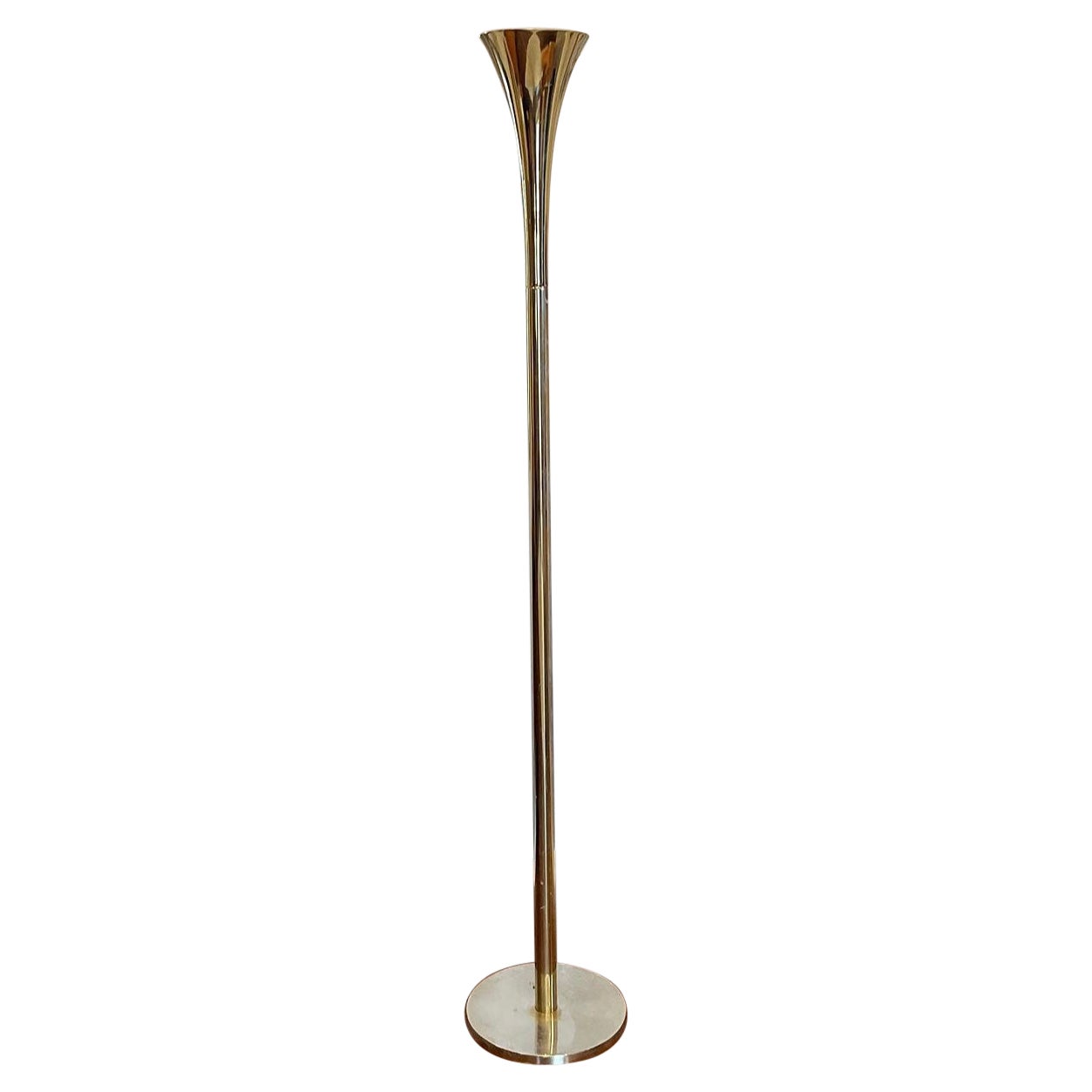 Vintage mid century brass torchiere tall floor lamp by Laurel Lamp Company
