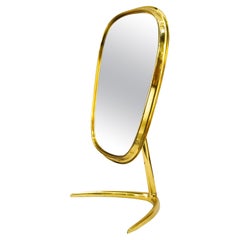 Brass Table Mirror Vereinigte Werkstätten Munich, Germany 1950s