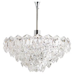 Vintage Stunning Chandelier, chrome and Crystal Glass by Kinkeldey, Germany, 1970s