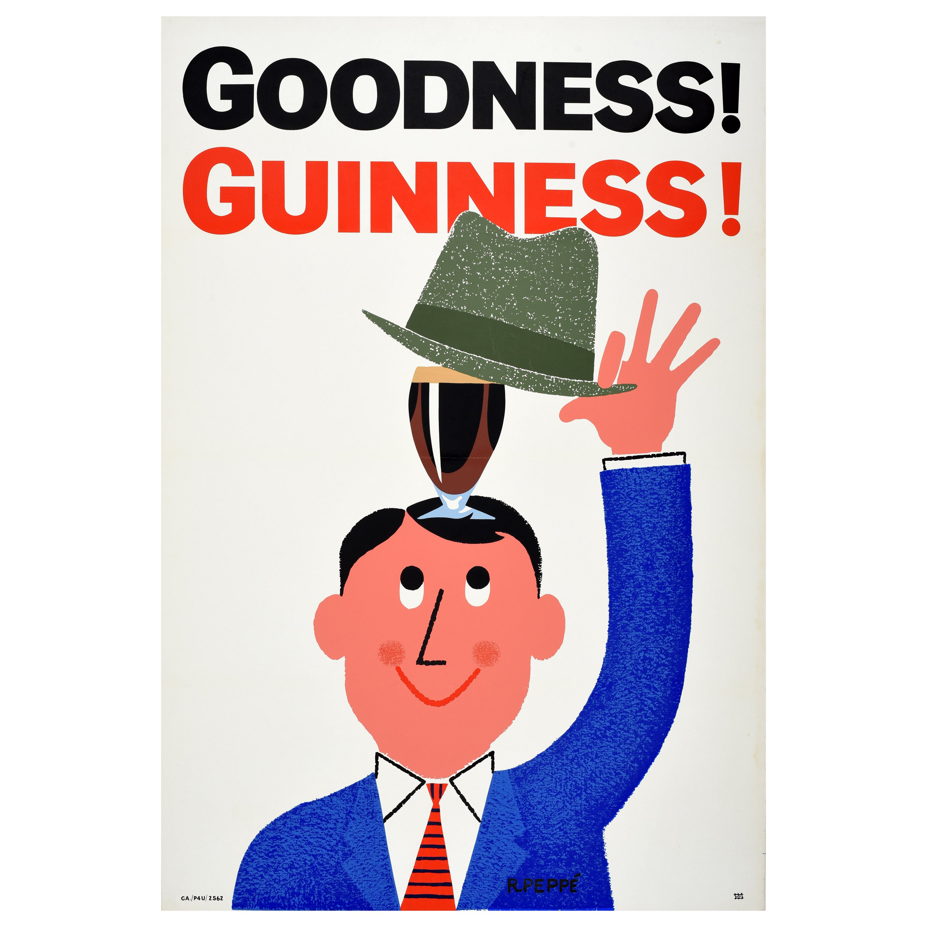 Original Vintage Advertising Poster Guinness Goodness Hat Irish Stout Beer Drink For Sale