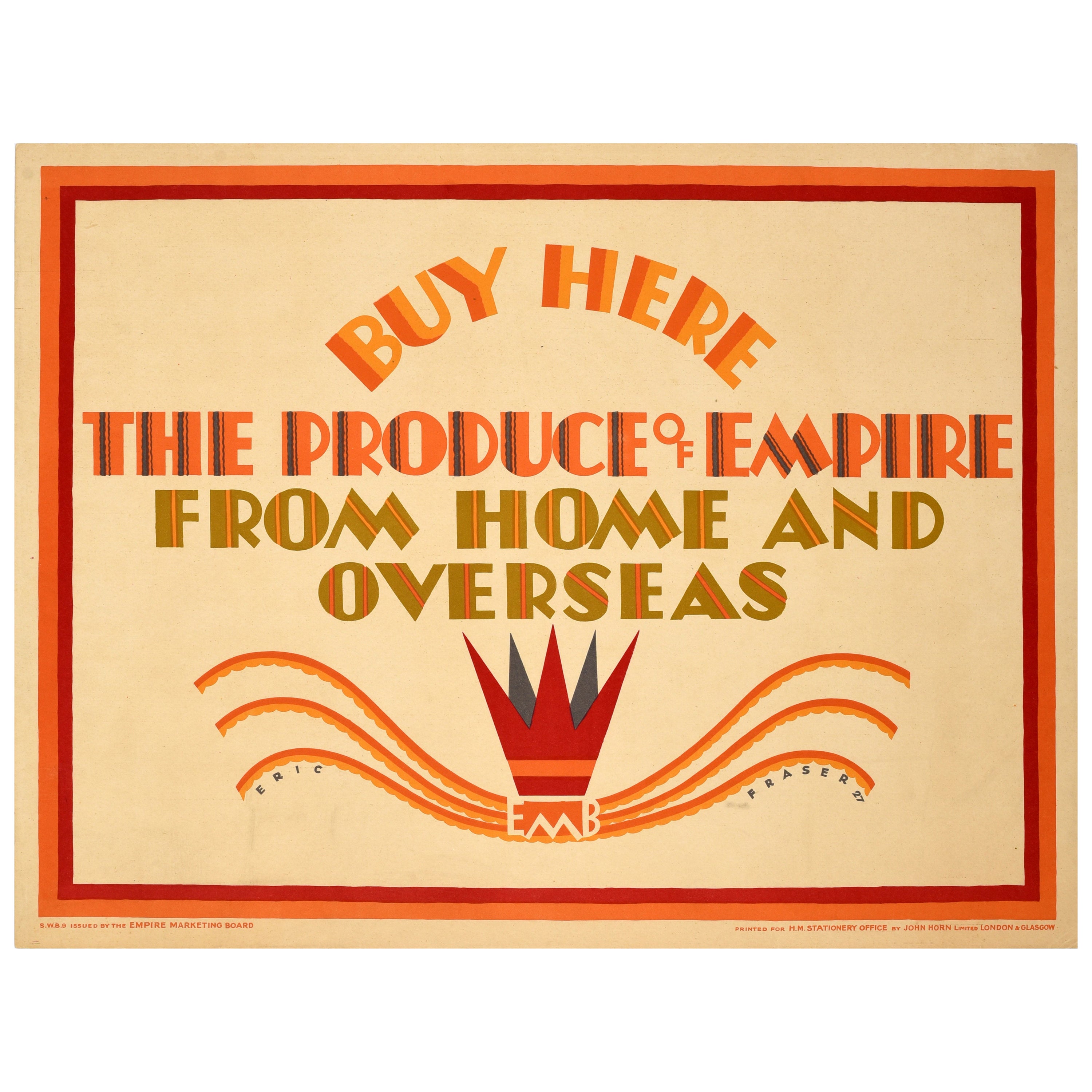 Original-Vintage-Werbeplakat „ Buy Here Produce Of Empire“, Marketingboard