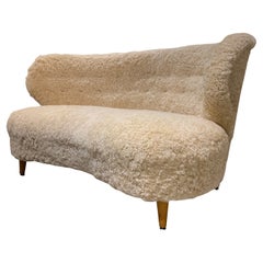 Curved sofa in sheepskin Finland circa 1940 