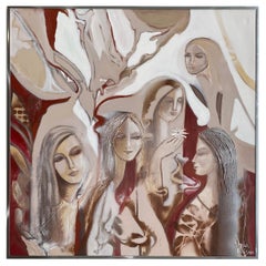  Cuban-American Artist Gloria Allison Abstract Painting "Fiesta" 1975