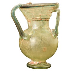 Antique Roman Three Handled Flared Rim Jar
