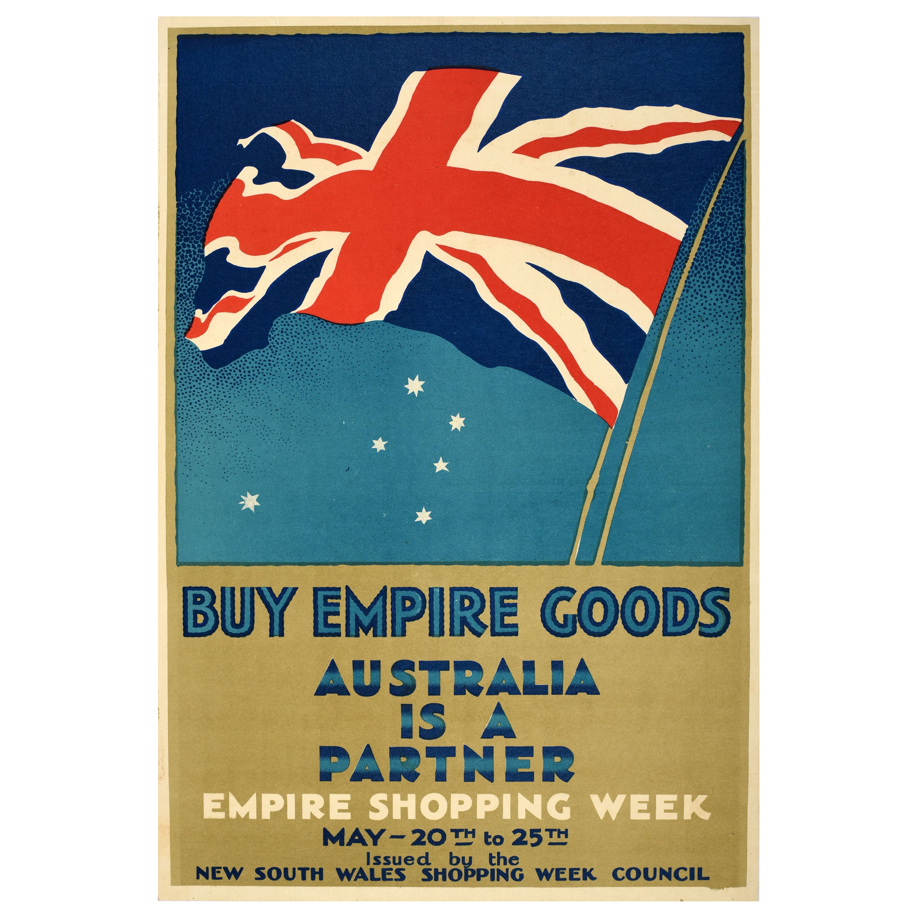 Original Vintage Advertising Poster Buy Empire Goods Australia Is A Partner EMB For Sale