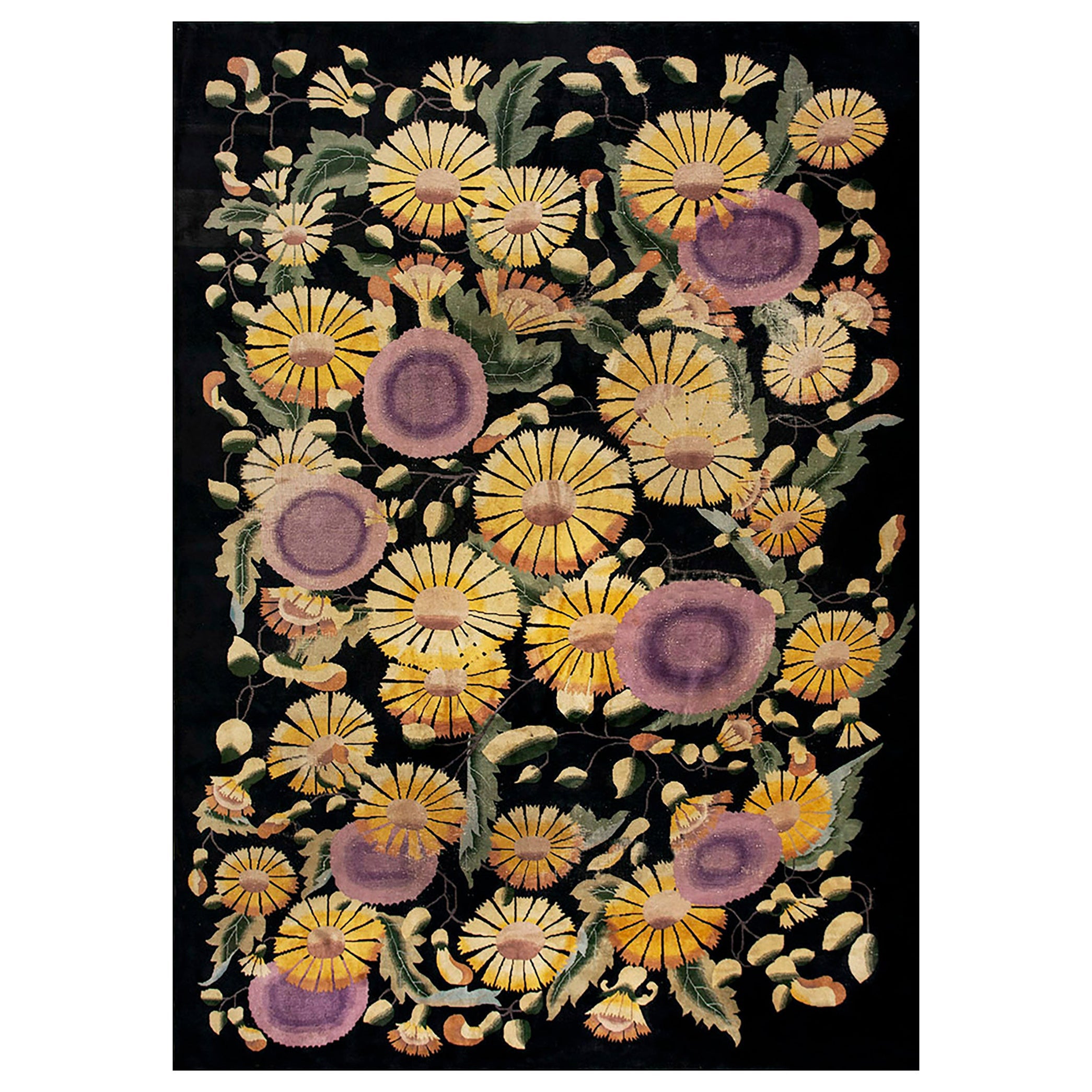 1920s Chinese Art Deco Carpet Based on Design by Paul Poiret - Atelier Martine For Sale