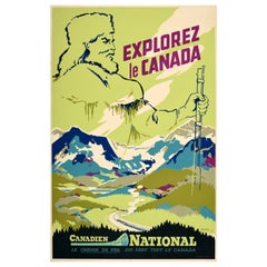 Original Vintage Travel Poster Explore Canada Canadian National Railways Gagnier
