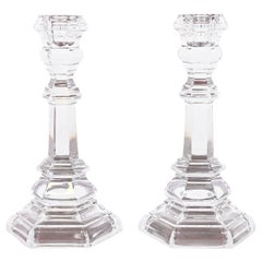 Vintage Tiffany & Co. Clear Crystal Candlesticks, Pair