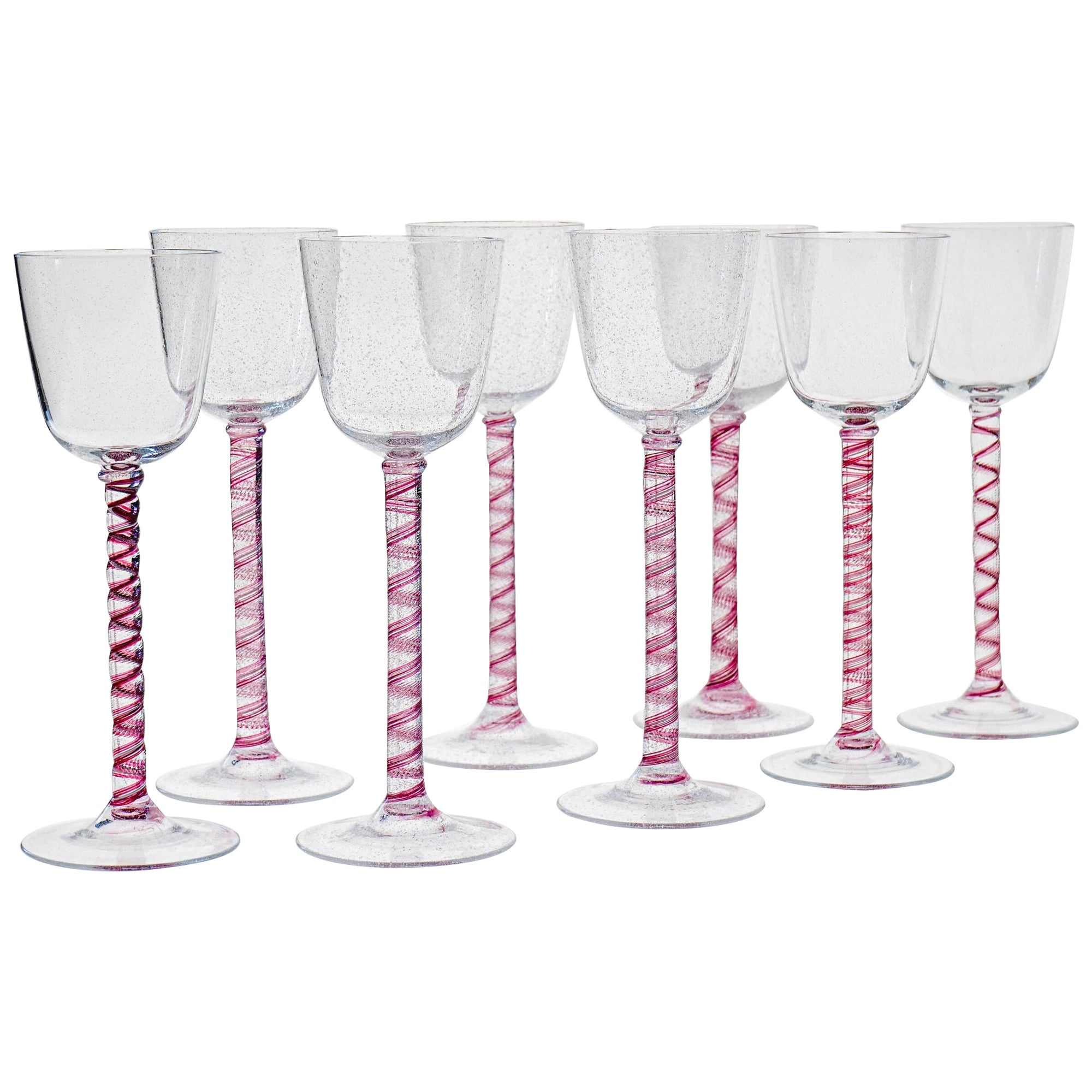 Set de 8 tiges torsadées Cenedese en rubis, verre de Murano Pulegoso, unique. Signé en vente