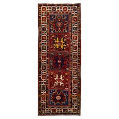 Alfombra de lana hecha a mano Kazak del Cáucaso con diseño multicolor