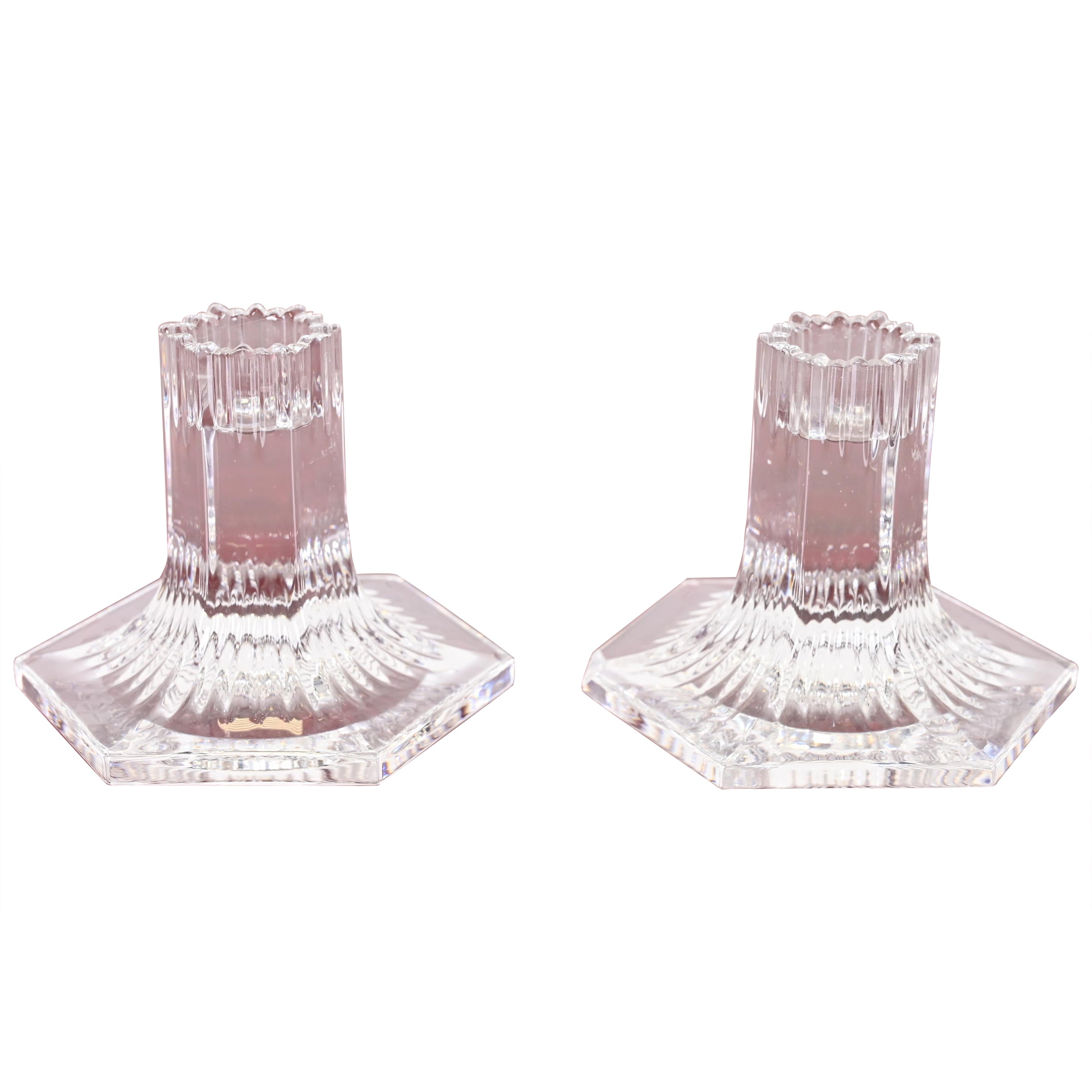 Tiffany & Co. Clear Crystal Candlesticks, Pair For Sale