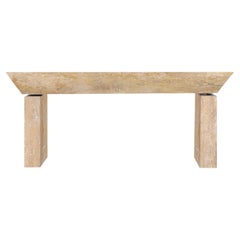 Italian Modernist Travertine Console Table, 2 Available