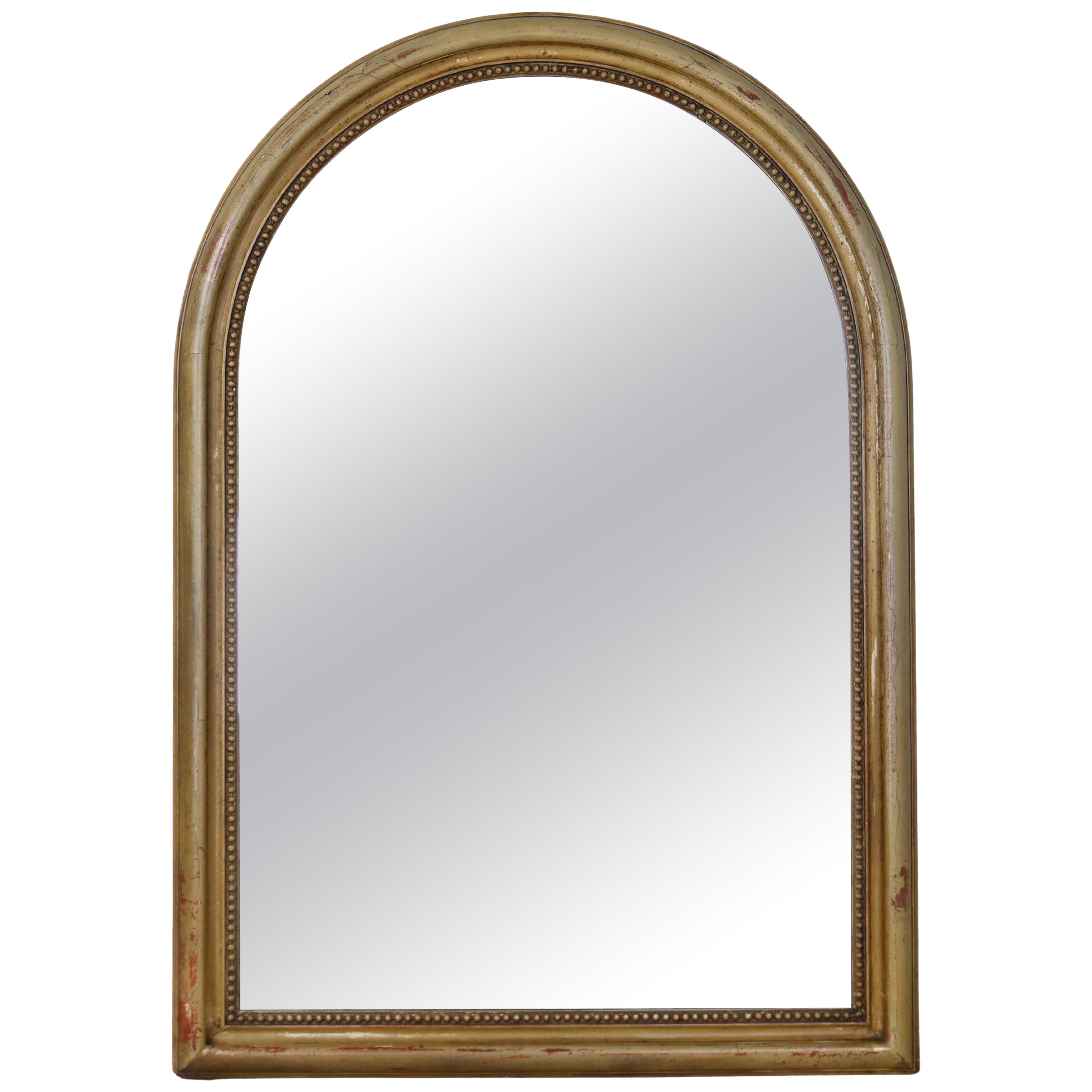 Large Arched Louis Philippe Mirror, Faux Distressed For Sale