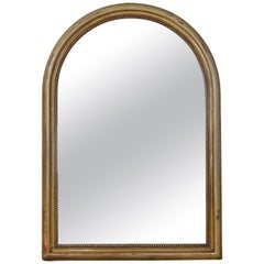 Antique Large Arched Louis Philippe Mirror, Faux Distressed
