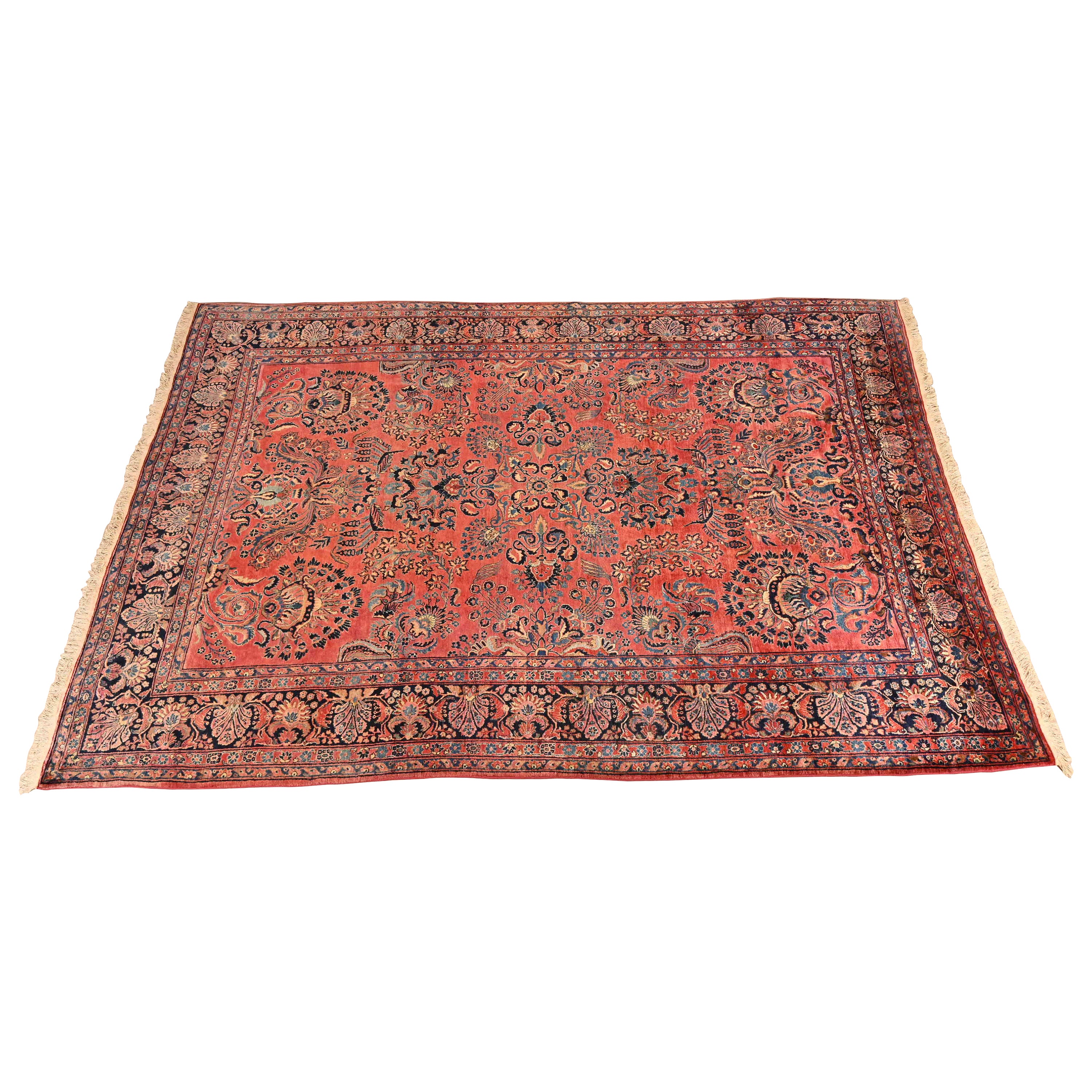 Antique Hand-Knotted Persian Sarouk Room Size Rug, Circa 1930s For Sale