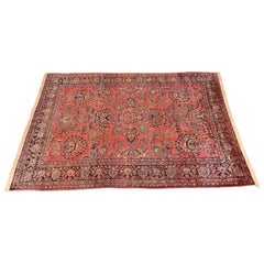 Vintage Hand-Knotted Persian Sarouk Room Size Rug, Circa 1930s