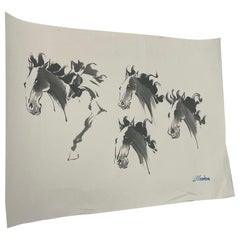 Vintage Signed Original Painting of Horse Study