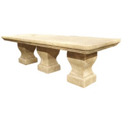 Carved 3-Section Limestone Dining Table from Provence, France