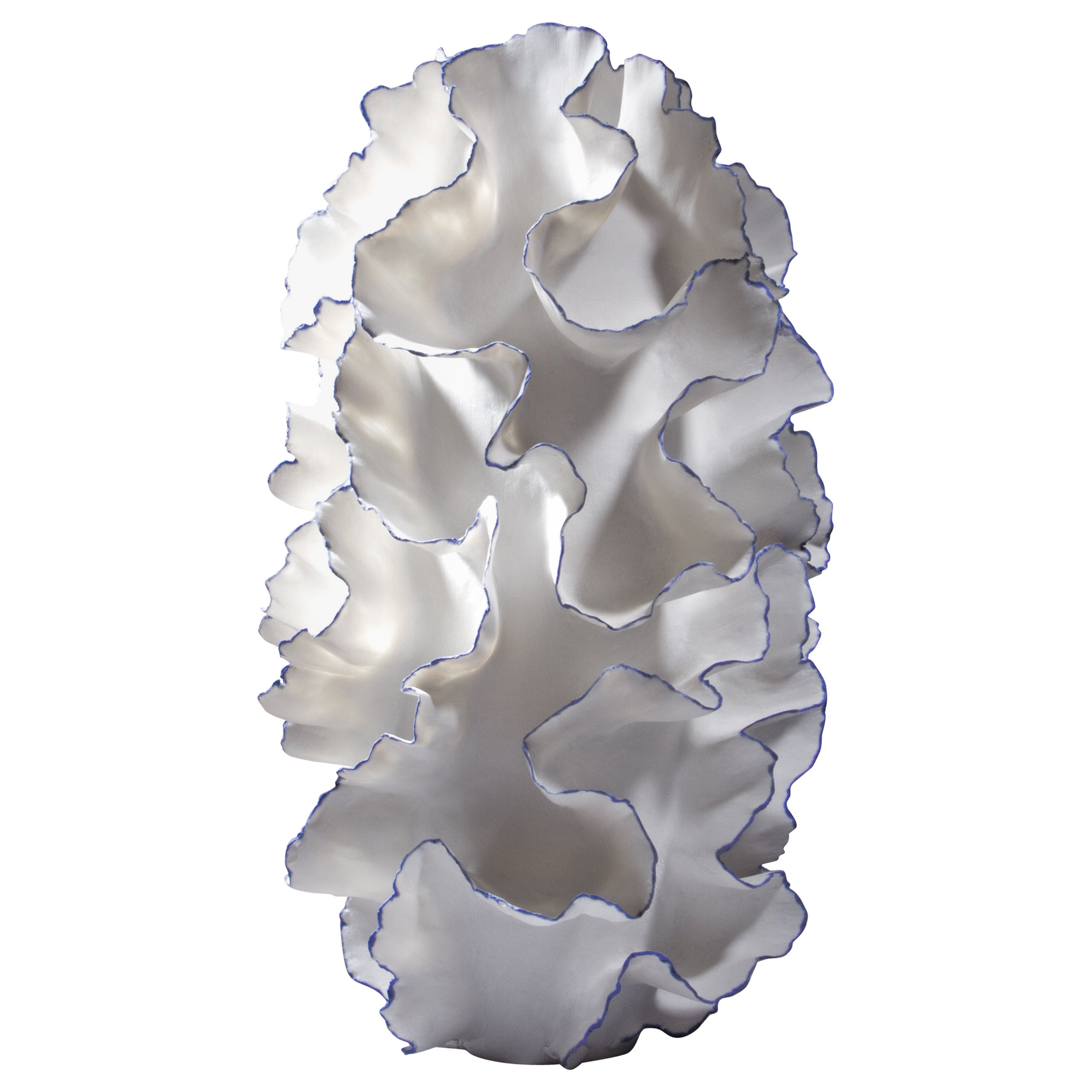 Flowing White and Blue Ruffled Abstract Sculpture, Sandra Davolio For Sale