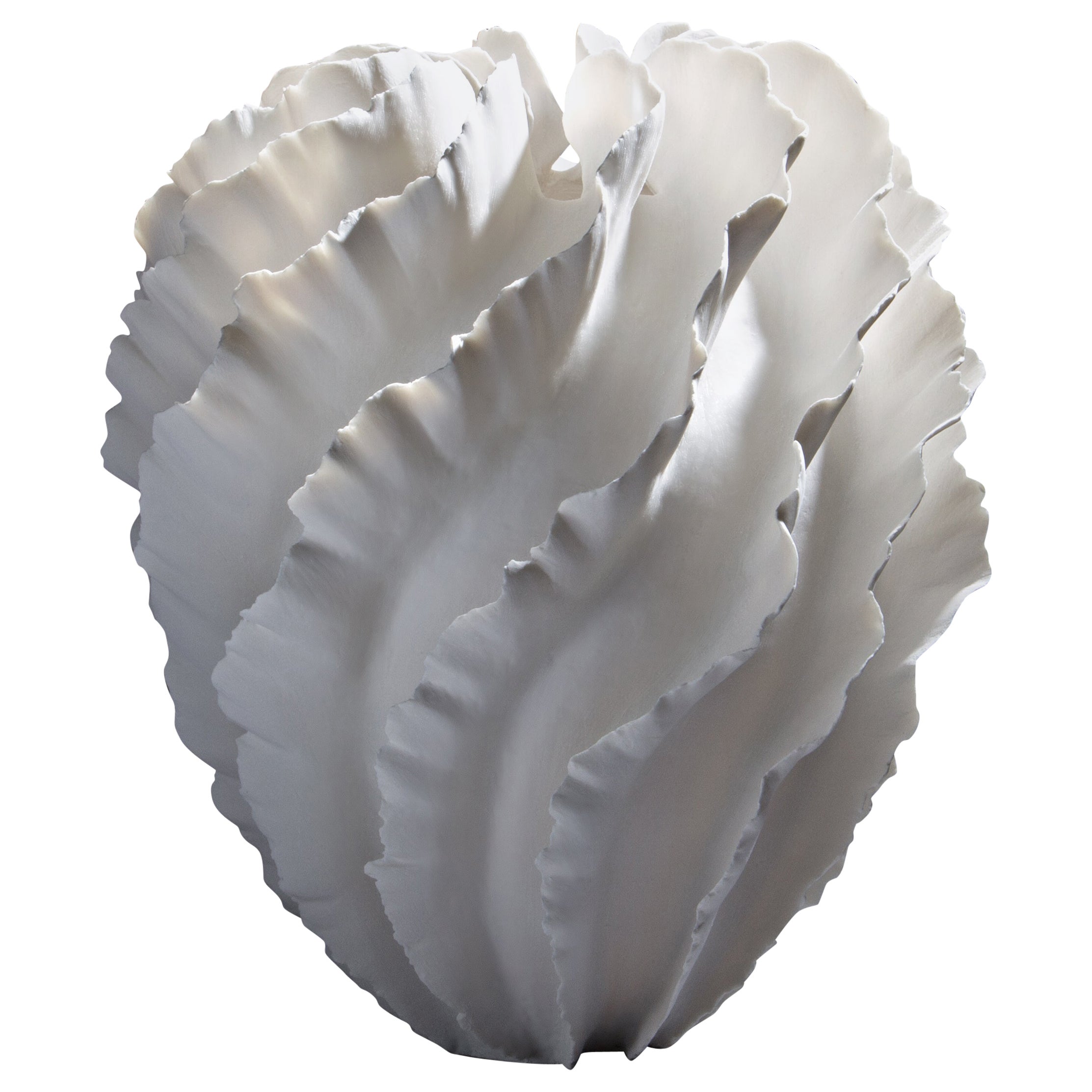 Rippling White Ruffled Abstract Sculpture, Sandra Davolio For Sale