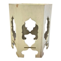 Vintage White Hexagonal Side Accent Table