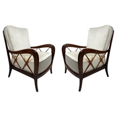 Paar Sessel im Stil von Paolo Buffa aus den 1950er Jahren, Italien, 1950er Jahre