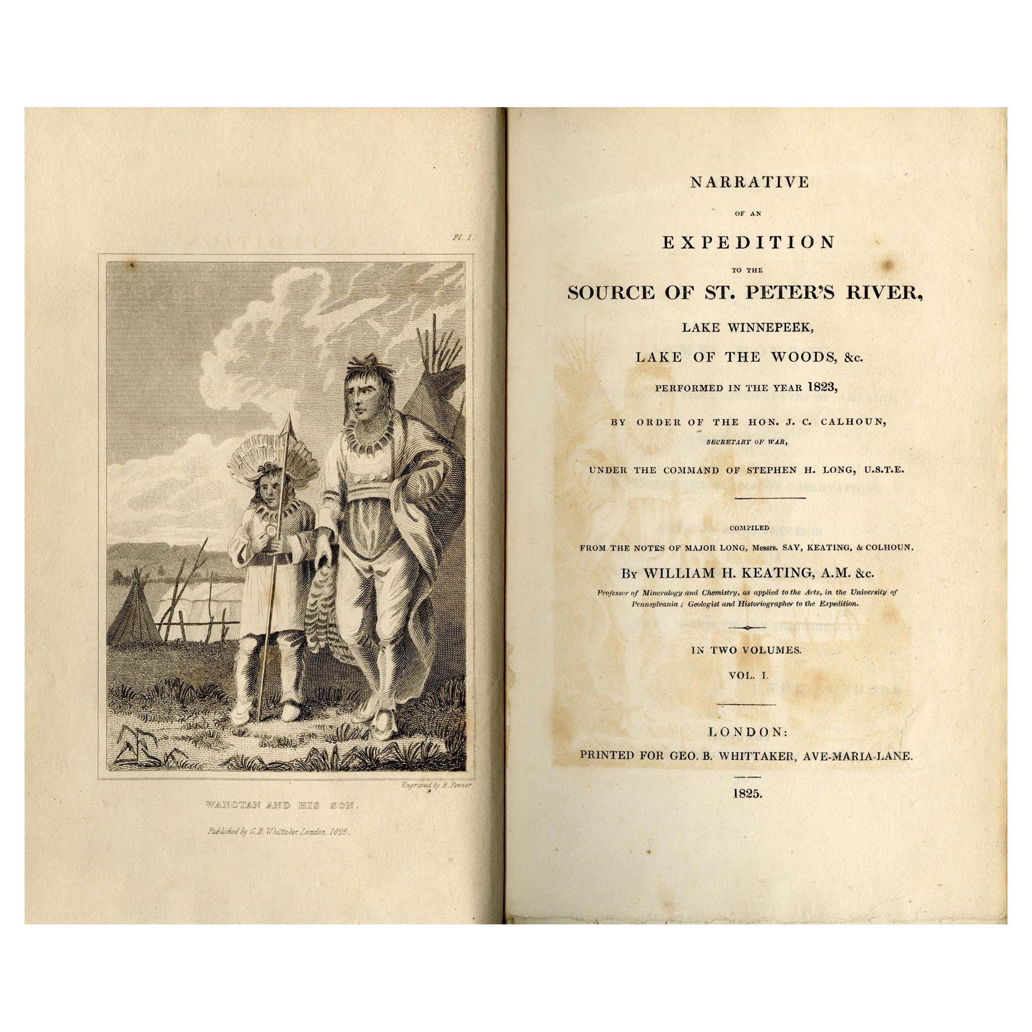 Keating, William. Narrative of an Expedition to the Source of St. Peter's River For Sale