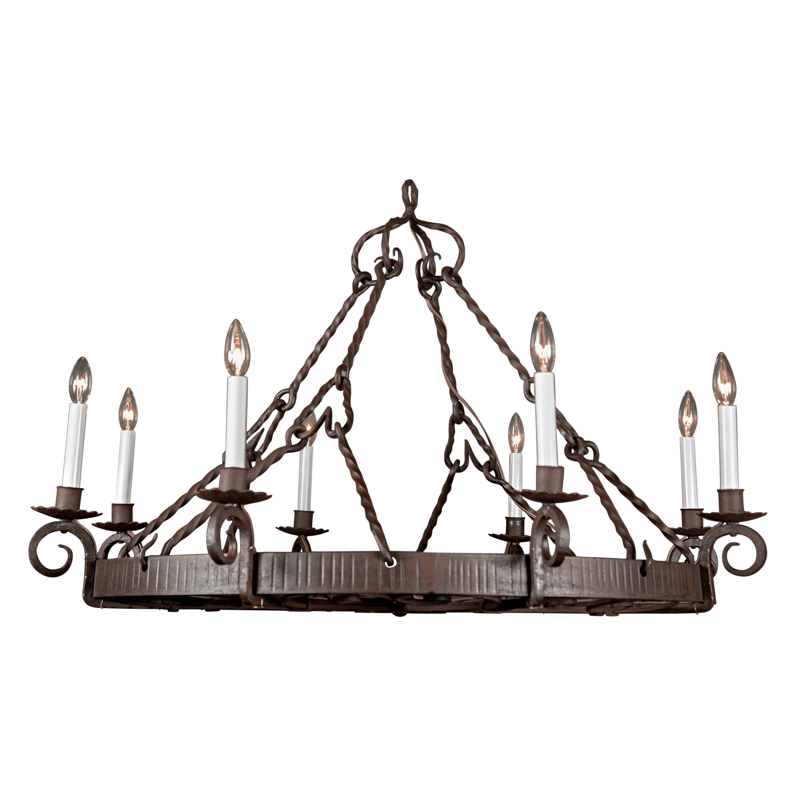 Italian Forged Iron Round Chandelier, Gothic Revival, Late 19th Century 