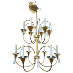 Mid Century Brass and Lucite Chandelier in the manner of Tommi Parzinger