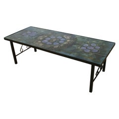 Antique Belarti Wrought Iron Ceramic Tile Side Coffee Table, 1960s