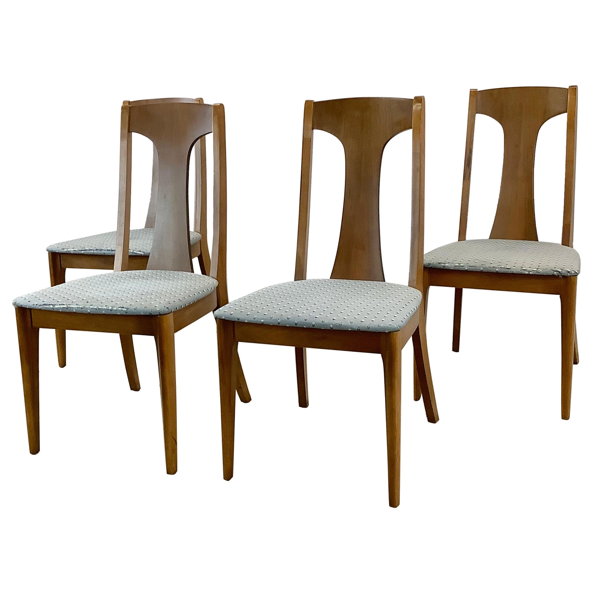 Mid-Century Brasilia Style Walnut Dining Chairs- Set of Four For Sale