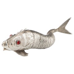 Large Mid 20th Century Spanish Silver Articulated Fish Sculpture
