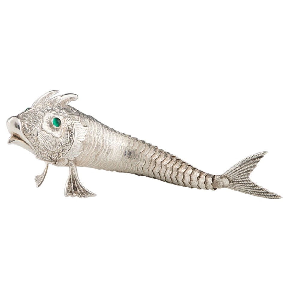 Mid 20th Century Spanish Silver Articulated Fish Sculpture