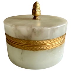 Jade Marvel: Italian Mid Century Marble Lidded Jar with Gilded Accents