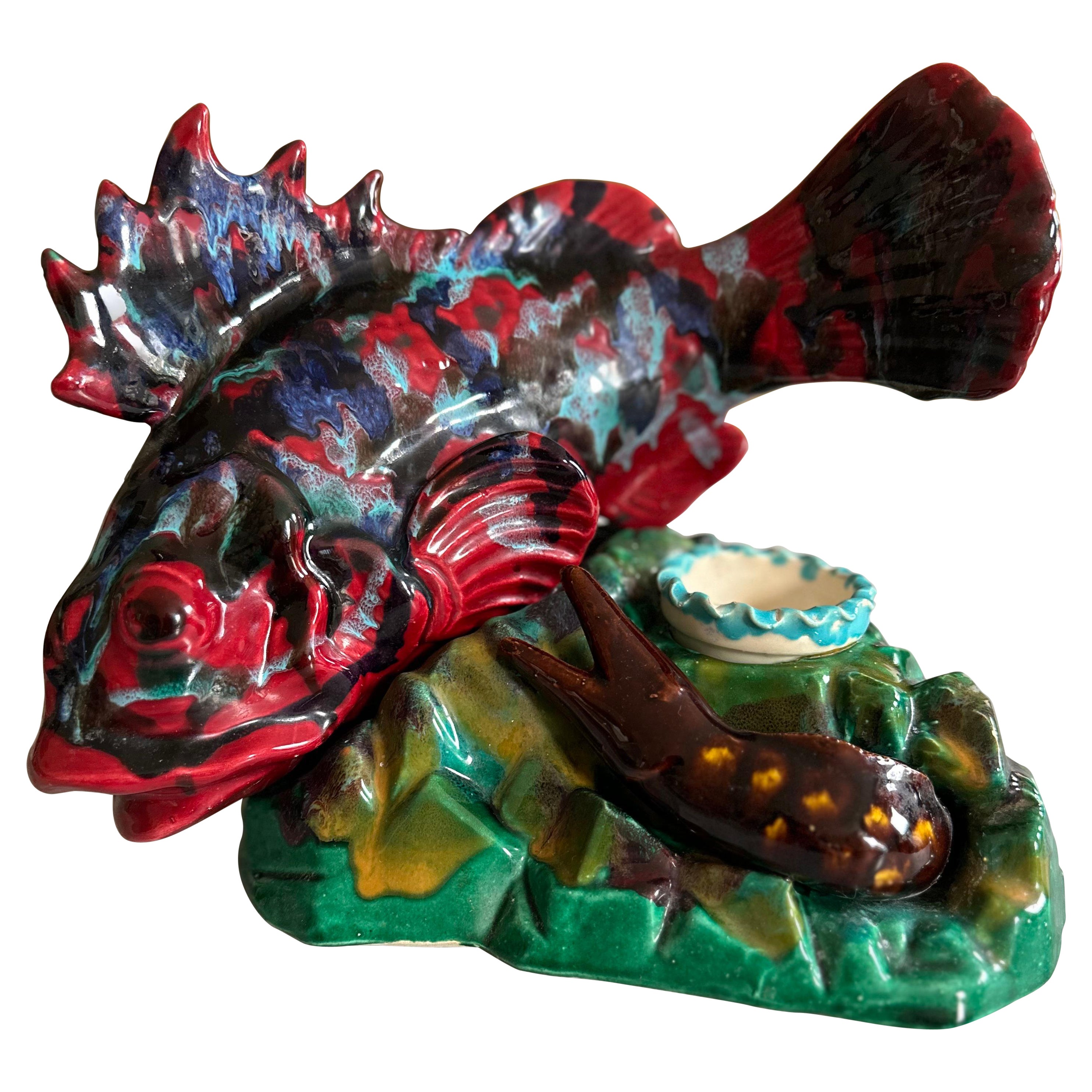 Retro Delight: Vallauris Style Ceramic Fish  For Sale