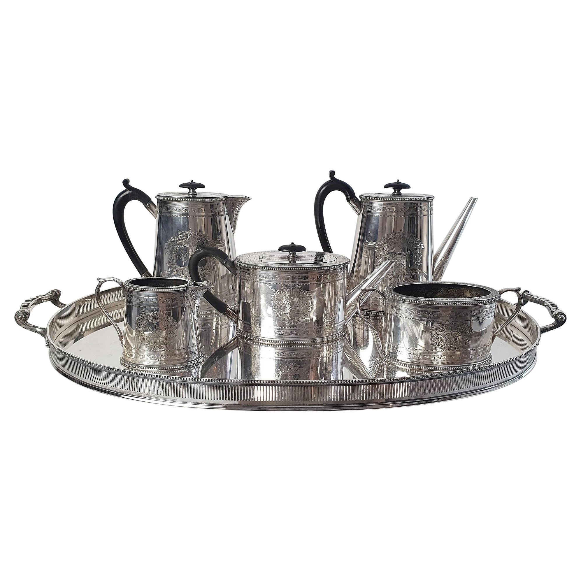 Victorian Silver Plated Tea and Coffee Service Set For Sale