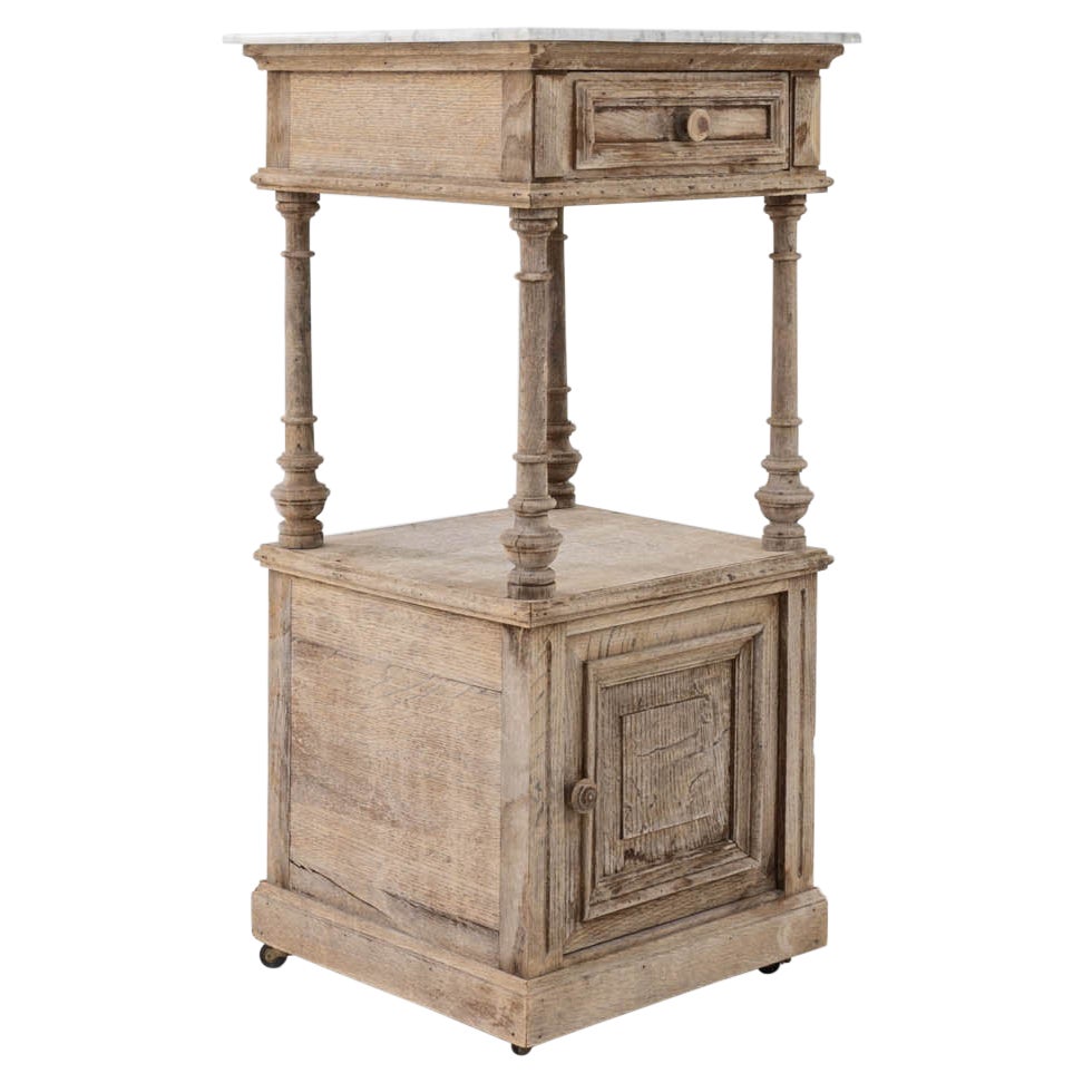 1900s French Oak and Marble Bedside Table