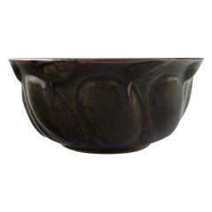 Axel Salto for Royal Copenhagen. Stoneware bowl, modelled in organic form, 1958