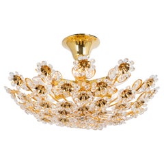1 of 2 Petite Delicate Cut-Glass Flower Flush Mount by Palwa, Germany, 1970s
