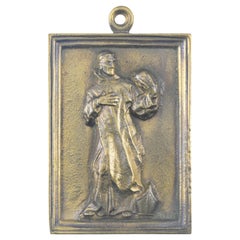 Plaque de dévotion, Saint Bruno. Bronze. École espagnole, 19e siècle. 