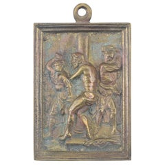 Plaque de dévotion, Flagellation. Bronze. École espagnole, XIXe siècle, d'après Dürer.