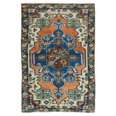 4.3x6.4 Ft Bohem Hand geknüpft Vintage türkischen Teppich mit Medaillon Design