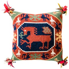 Early 20th Century Swedish Flemish Weave Pillow “Brook Horse”