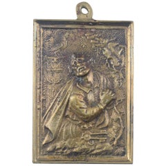 Antique Devotional plaque, St Peter Repenting. Bronze. Spanish school, 19th century.