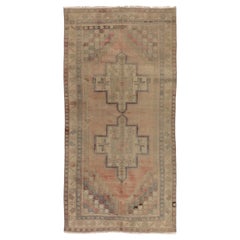 4x8.2 ft Handmade Vintage Turkish Wool Rug in Soft Colors with Tribal Style
